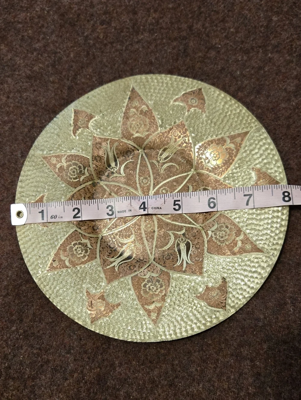 Copper Vintage Decorative Wall Plate 8in Very Pretty Textured